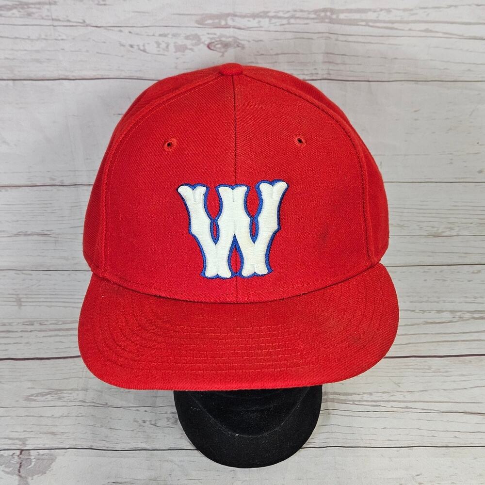 W Embroidered Baseball Hat Richardson PTS 65 Fitted Baseball Cap Men's 7 3/8 Red